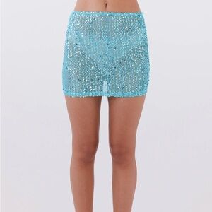 Peppermayo Sparkling Blue Sequin Mini Skirt